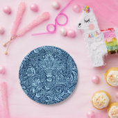 William Morris Indian, Dark Indigo en Sky Blue Papieren Bordje (Feest)