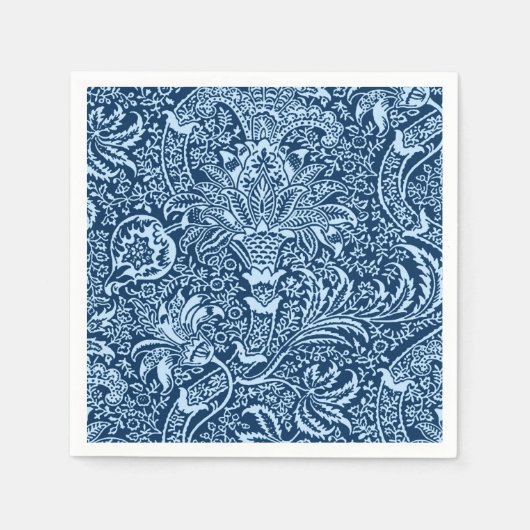 William Morris Indian, Dark Indigo en Sky Blue Servetten (Voorkant)