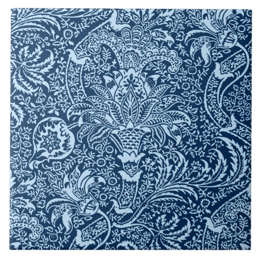 William Morris Indian, Dark Indigo en Sky Blue Tegeltje (Voorkant)