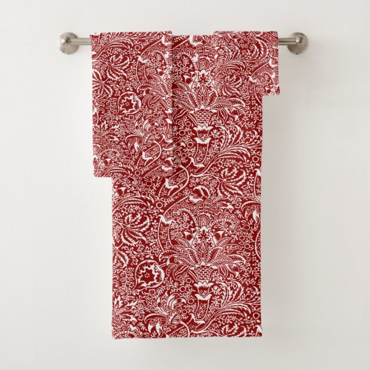 William Morris Indian, Dark Red en White Bad Handdoek (Insitu)