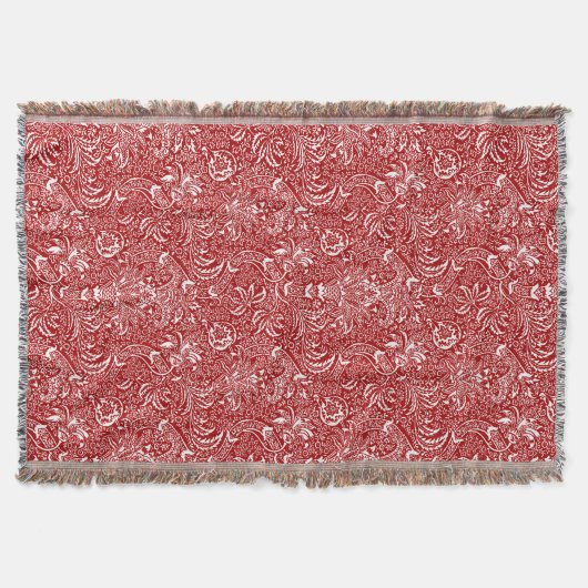 William Morris Indian, Dark Red en White Deken (Voorkant)