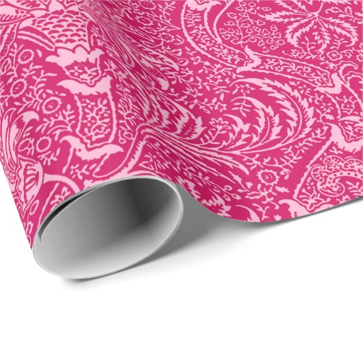 William Morris Indian, Deep Fuchsia Pink Cadeaupapier (Rol Hoek)
