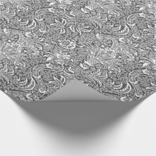 William Morris Indian, Graphite Gray en White Cadeaupapier