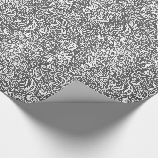 William Morris Indian, Graphite Gray en White Cadeaupapier (Hoek)