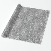 William Morris Indian, Graphite Gray en White Cadeaupapier (Uitgerold)