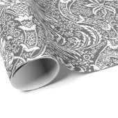 William Morris Indian, Graphite Gray en White Cadeaupapier (Rol Hoek)