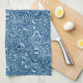 William Morris Indian, Indigo Blue en White Theedoek (Quarter Fold)