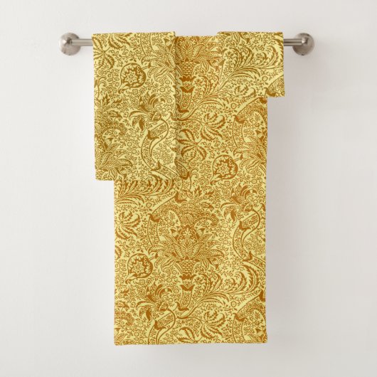 William Morris Indian, Mustard Yellow en Gold Bad Handdoek (Insitu)