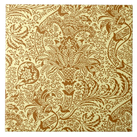 William Morris Indian, Mustard Yellow en Gold Tegeltje (Voorkant)