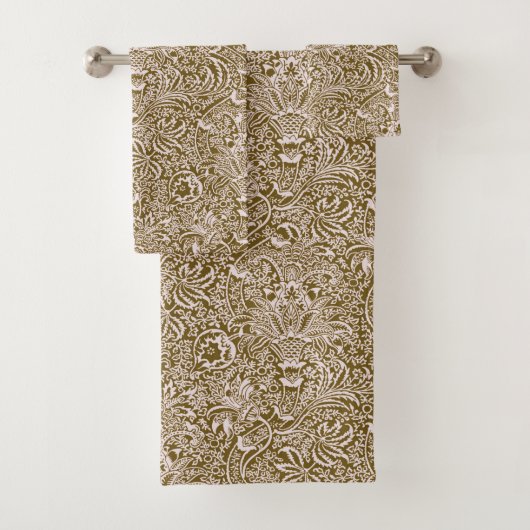 William Morris Indian, Taupe Tan en Beige Bad Handdoek (Insitu)
