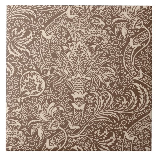 William Morris Indian, Taupe Tan en Beige Tegeltje (Voorkant)