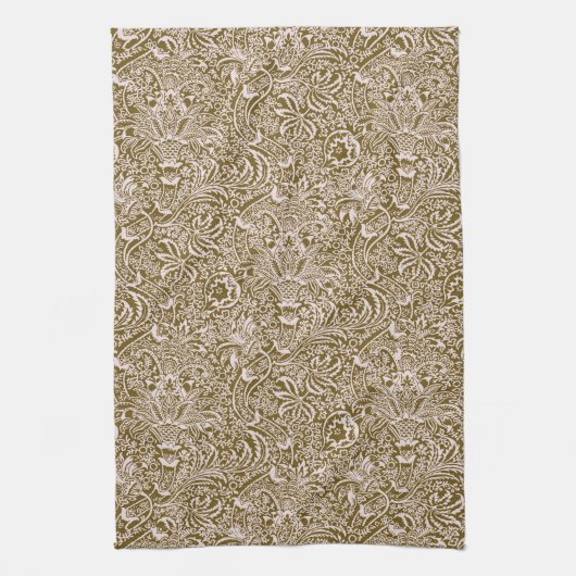 William Morris Indian, Taupe Tan en Beige Theedoek (Verticaal)