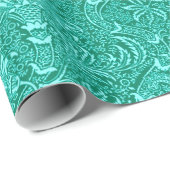 William Morris Indian, Turquoise en Light Aqua Cadeaupapier (Rol Hoek)