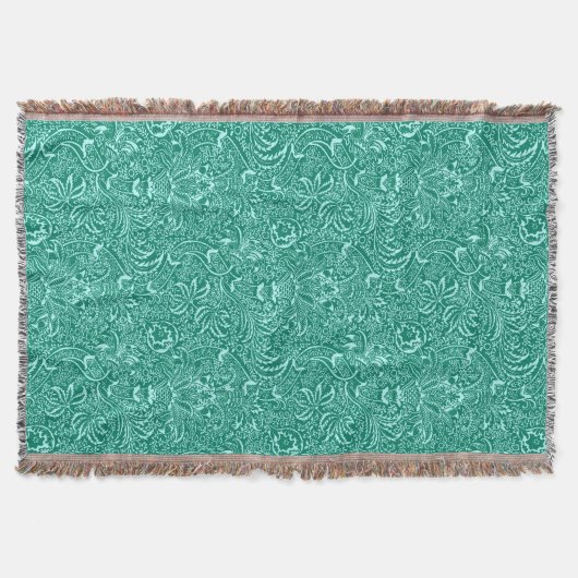 William Morris Indian, Turquoise en Light Aqua Deken (Voorkant)