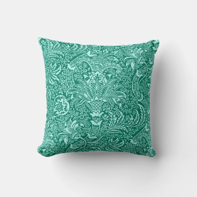 William Morris Indian, Turquoise en Light Aqua Kussen (Voorkant)