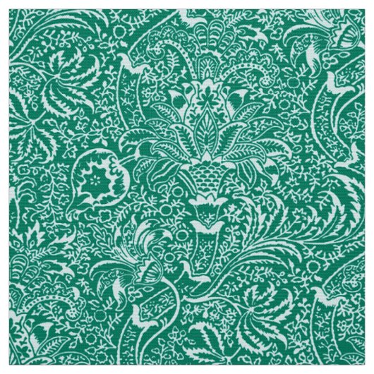 William Morris Indian, Turquoise en Light Aqua Stof (Swatch)