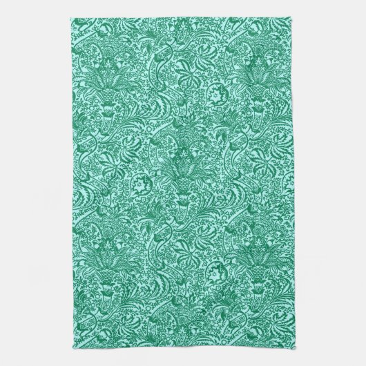 William Morris Indian, Turquoise en Light Aqua Theedoek (Verticaal)
