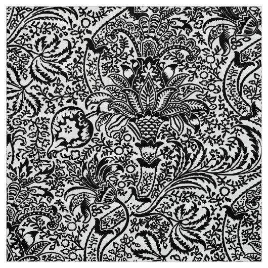 William Morris Indian, White en Black Stof (Swatch)