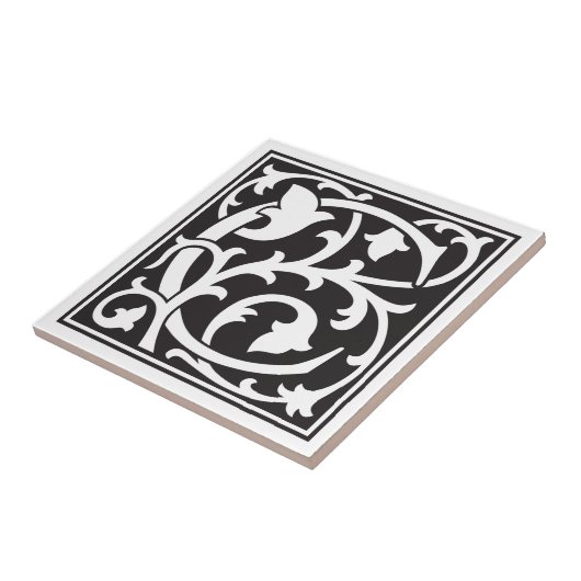 William Morris initiaal letter C Tegeltje (Zijkant)