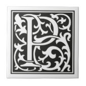 William Morris initiaal letter P Tegeltje (Voorkant)