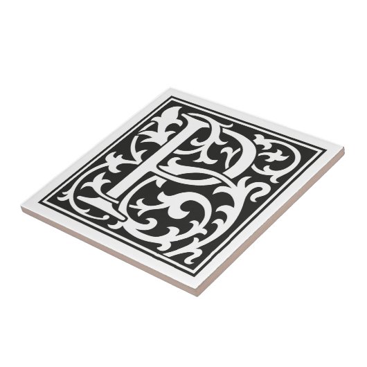 William Morris initiaal letter P Tegeltje (Zijkant)