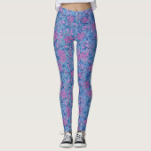 William Morris Inspired Blue Floral Patterned Leggings (Voorkant)