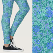 William Morris Inspired Blue Floral Patterned Leggings