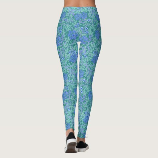 William Morris Inspired Blue Floral Patterned Leggings (Achterkant)
