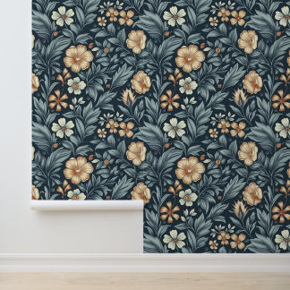 William Morris Inspired Botanical Style Pattern Behang