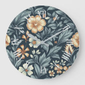 William Morris Inspired Botanical Style Pattern Grote Klok (Voorkant)
