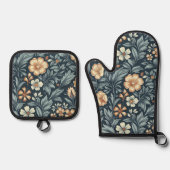 William Morris Inspired Botanical Style Pattern Ovenwant & Pannenlap Set (Voorkant)