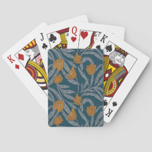 William Morris Inspired Dark Floral Pattern Pokerkaarten