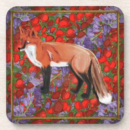 William Morris inspired Fox Bier Onderzetter (Voorkant)