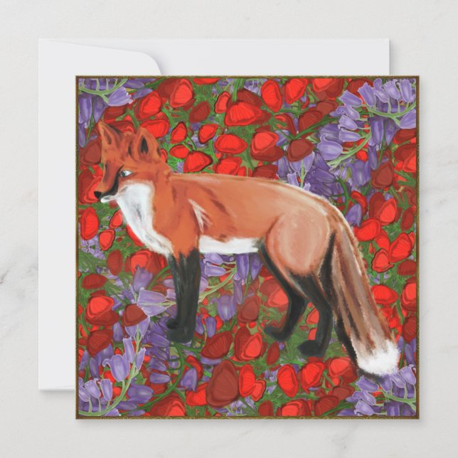 William Morris Inspired Fox On Poppies  (Voorkant)