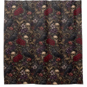 William Morris Inspired Pattern Gothic Skulls Douchegordijn (Voorkant)