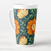 William Morris Inspired Pattern Orange Flower Latte Mok (Linkerhoek)