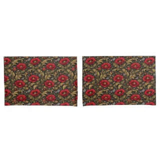 William Morris Inspired Pattern Red Poppy Kussensloop