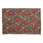 William Morris Inspired Pattern Red Poppy Kussensloop (Voorkant-Links)