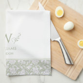 William Morris Inspired Sage Green Floral Custom Theedoek (Quarter Fold)