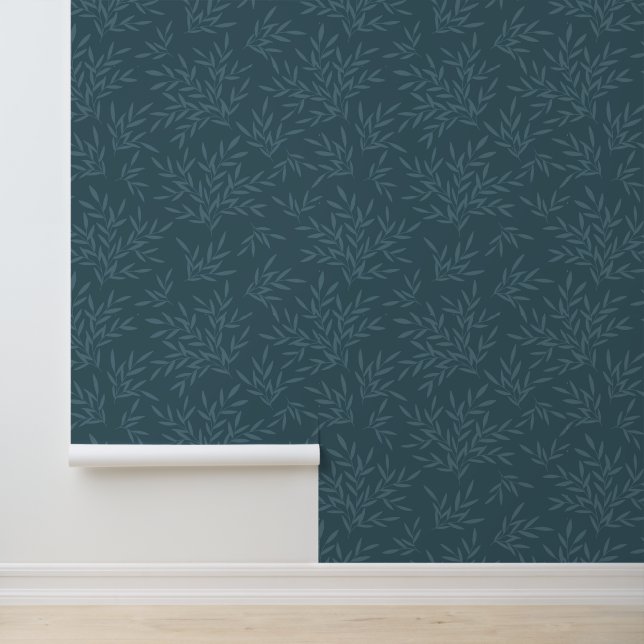 William Morris inspireerde Blue Botanical Leaves Behang (Applicatie)