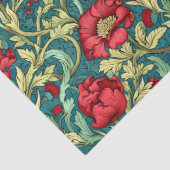 William Morris inspireerde Bourgogne stoffig groen Tissuepapier (Detail)