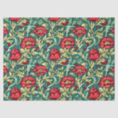 William Morris inspireerde Bourgogne stoffig groen Tissuepapier (Voorkant)