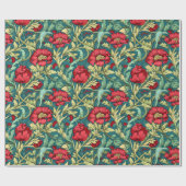 William Morris inspireerde dieprode pastelgroen bl Cadeaupapier (Vlak)