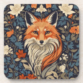  William Morris inspireerde Floral Red Fox Bier Onderzetter (Voorkant)
