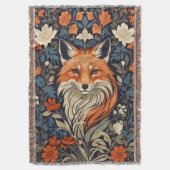 William Morris inspireerde Floral Red Fox Deken (Voorkant Verticaal)