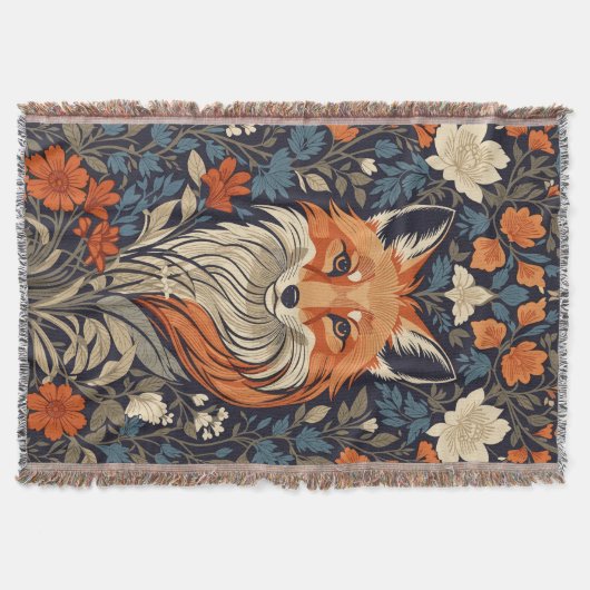 William Morris inspireerde Floral Red Fox Deken (Voorkant)
