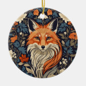 William Morris inspireerde Floral Red Fox Keramisch Ornament (Voorkant)