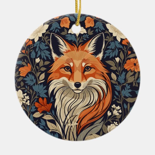  William Morris inspireerde Floral Red Fox Keramisch Ornament (Voorkant)