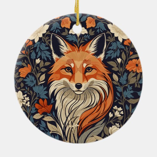 William Morris inspireerde Floral Red Fox Keramisch Ornament (Achterkant)