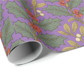 William Morris inspireerde Holly & Mistletoe Cadeaupapier (Rol Hoek)